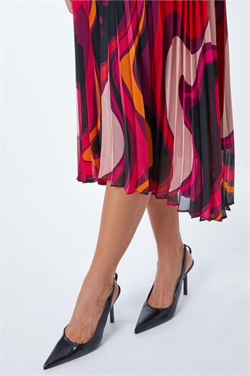 Swirl Print Pleated Midi Dress 14293951