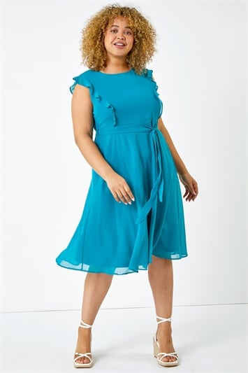 Curve Frill Detail Belted Dress 14292791