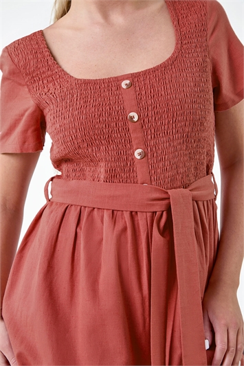 Petite Shirred Button Detail Culotte Jumpsuit 14535179