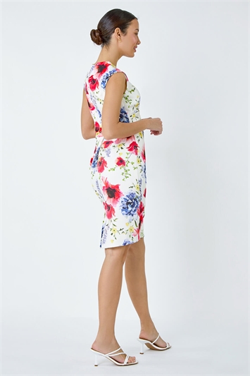 Floral Print Ruched Shift Stretch Dress 14518238