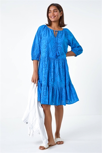 Cotton Broderie Tiered Smock Dress 14518980