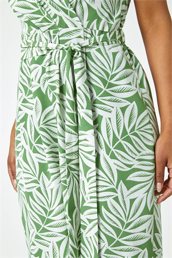 Petite Leaf Print Wrap Jumpsuit 14412340