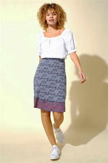 Elastic Waist Mosaic Print A Line Skirt 17014109
