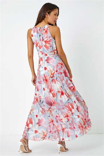 Floral Pleated Halterneck Maxi Dress 14350364