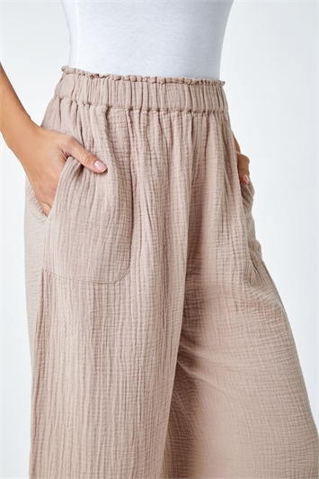 Textured Cotton Culotte Trousers 18053759