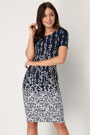 border print shift dress