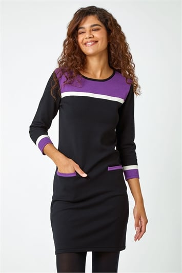 Colour Block Knitted Shift Dress 14034276