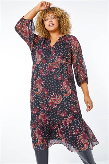 Curve Paisley Tiered Dress 14321308
