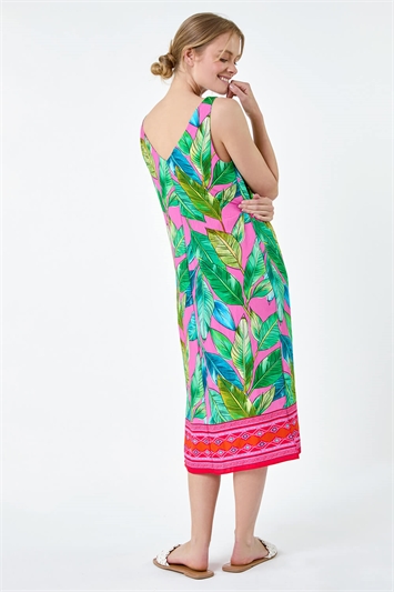 Tropical Border Print Midi Dress 14547272