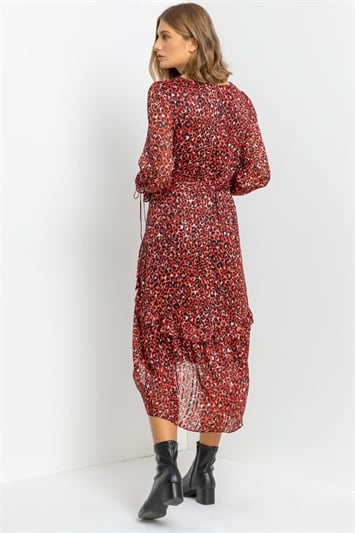 Leopard Print Shimmer Chiffon Tiered Dress 14211778