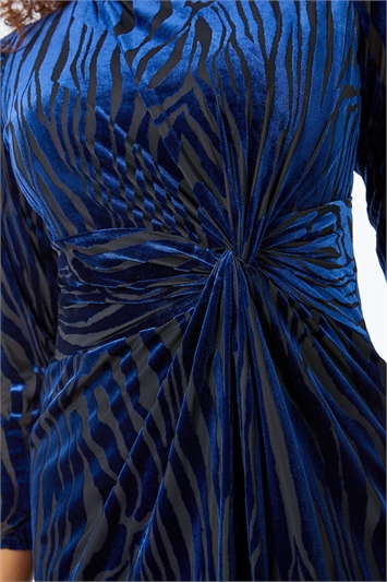 Petite Zebra Print Burnout Ruched Midi Dress 14323554