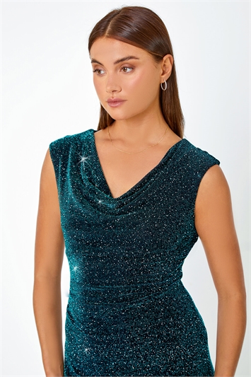 Shimmer Cowl Neck Stretch Dress 14472991