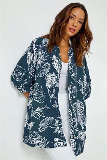 Palm Print Longline Shirt 10112760