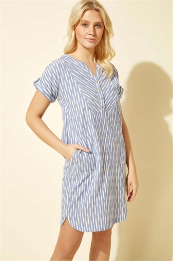 Abstract Stripe Button Dress 14123609