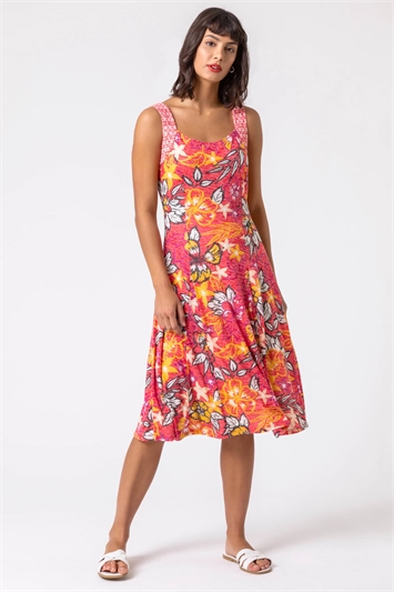Floral Print Fit and Flare Dress 14239972