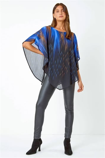 Abstract Stretch Chiffon Overlay Top 20144509