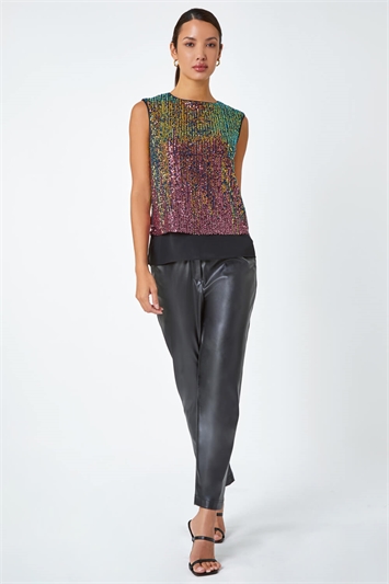 Ombre Sequin Overlay Stretch Top 19241772