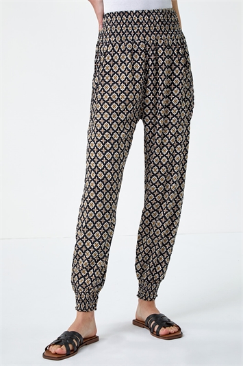 Abstract Print Stretch Hareem Trousers 18065490