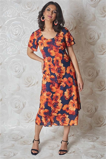 Julianna Floral Print Chiffon Dress g9216ora