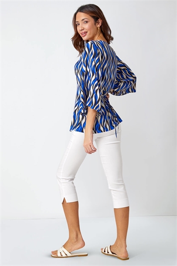 Abstract Print Ruched Tunic Top 20127609