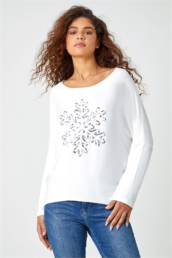 Embellished Snowflake Stretch Top 19261438