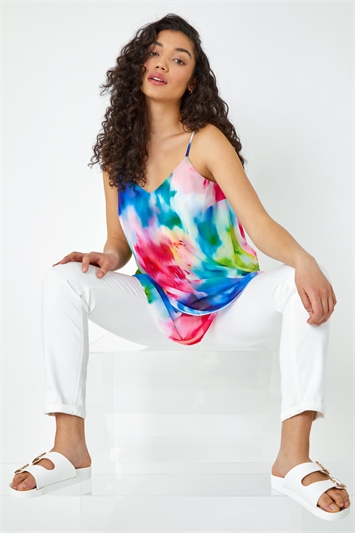 Abstract Print Double Layer Cami Top 20135509