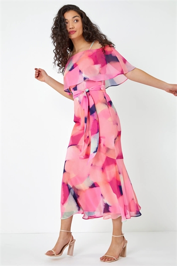 Abstract Overlay Chiffon Maxi Dress 14422672