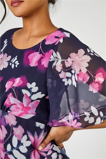Floral Print Frill Detail Midi Dress 14236260