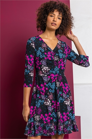 Floral Print Ruched Mini Dress 14194276