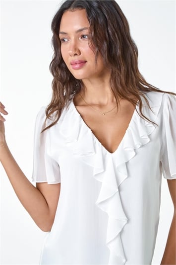 Crinkle Textured Frill Detail Top 20163038
