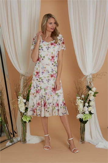Julianna Floral Print Bias Dress g9155ivo