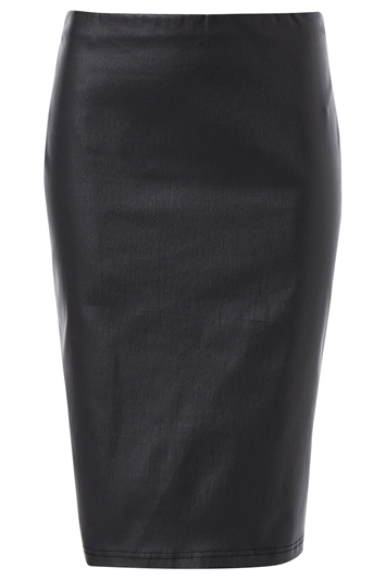 Faux Leather Pull On Pencil Skirt 17007171