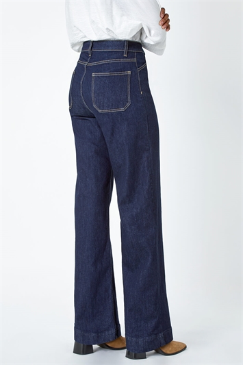 Wide Leg Stretch Denim Jeans 18051537