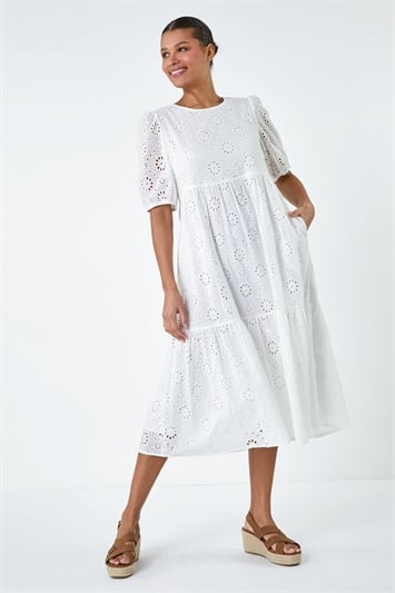 Cotton Broderie Tiered Dress lc140025