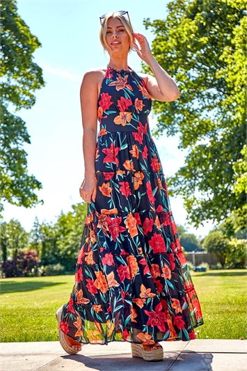 Floral Print Halterneck Maxi Dress 14094008