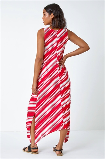 Stripe Print Smock Midi Stretch Dress 14509578