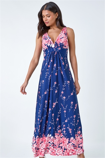 Floral Print Stretch Maxi Dress 14498160