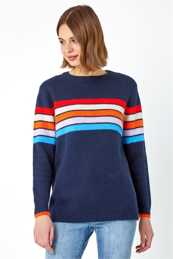 Knitted Colourblock Stripe Jumper 16074454