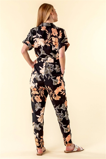 Belted Floral Print Jumpsuit 14122208