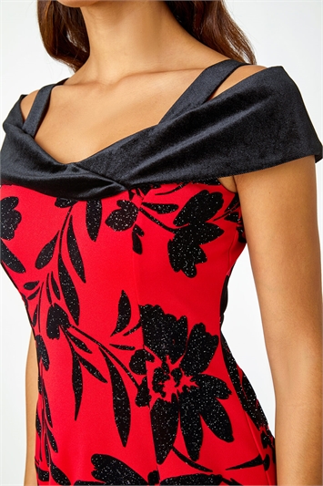 Flocked Floral Premium Stretch Dress 14449278