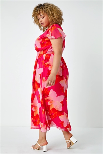 Curve Floral Shirred Maxi Dress 14388572