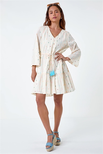 Petite Cotton Embroidered Smock Dress 14574338