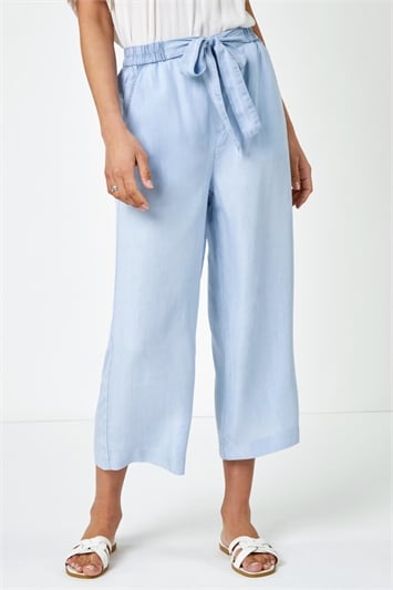 Tie Detail Elastic Waist Cropped Culottes 18032243