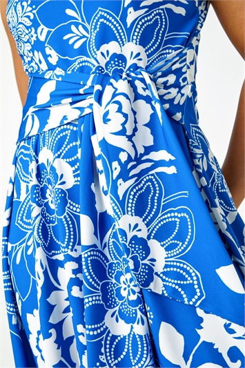 Petite Tie Waist Floral Stretch Dress 14411609