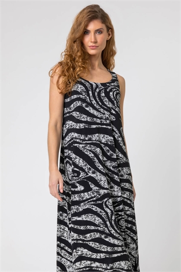 Zebra Print Hanky Hem Maxi Dress 14258736