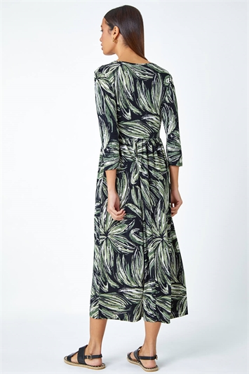 Textured Floral Print Midi Stretch Dress 14483440