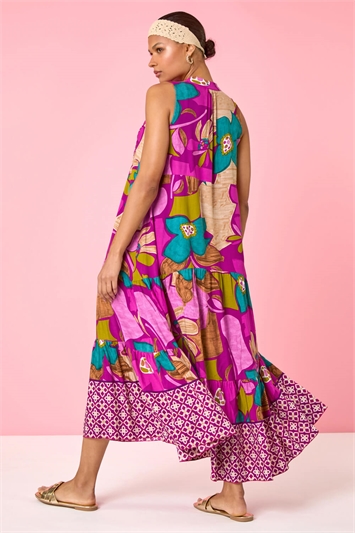 Boho Floral Print Smock Maxi Dress 14526176