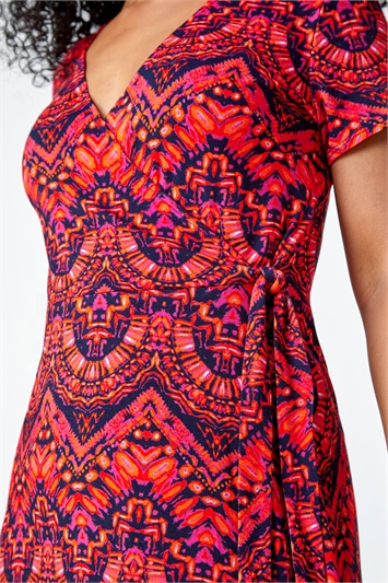 Petite Aztec Tie Detail Wrap Dress 14428172