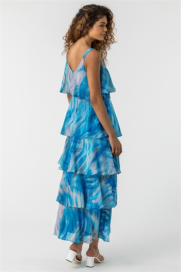Abstract Print ChiffonTiered Maxi Dress 14092902