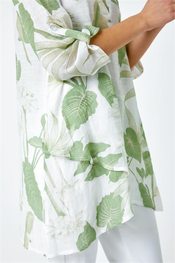 Palm Print Wrap Hem Tunic Top 20118534